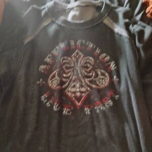 Affliction Black and Red Graphic Long Sleeve